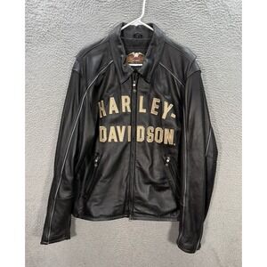 Vintage Harley Davidson Jacket Adult XL Black Leather Motorcycle Biker Bomber